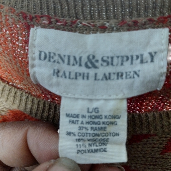 Denim & Supply Ralph Lauren Aztec Southwestern Boxy Oversized Ramie Sweater - Picture 3 of 4